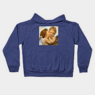 The First Kiss, angels detail by Bouguereau Kids Hoodie